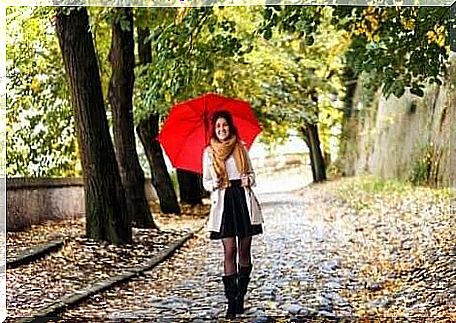 A woman walking in the park