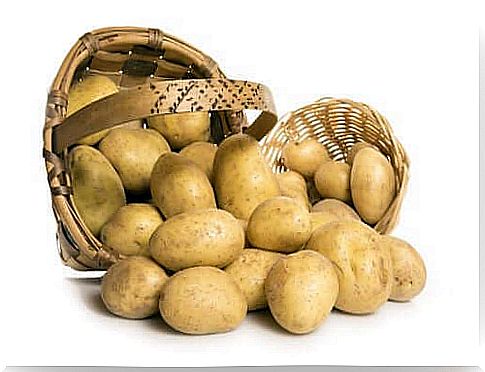 Basket with potatoes