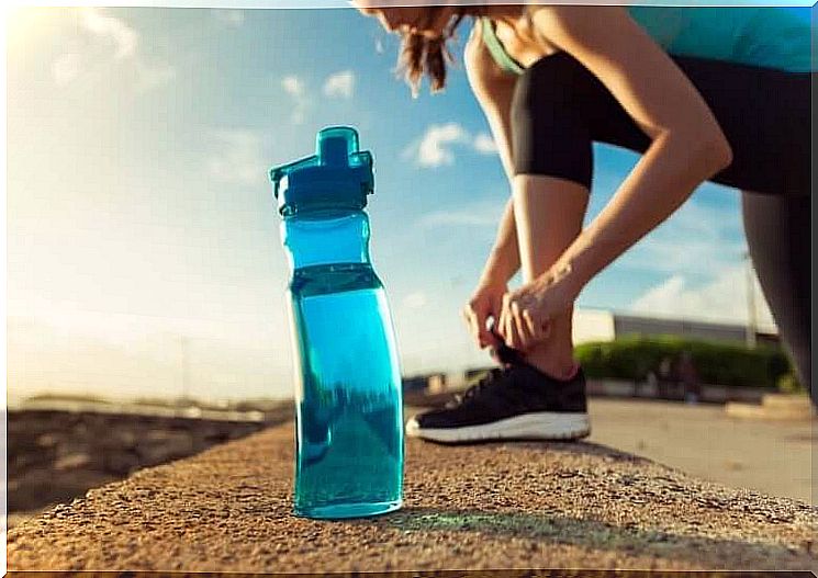 Woman getting ready to go for a run