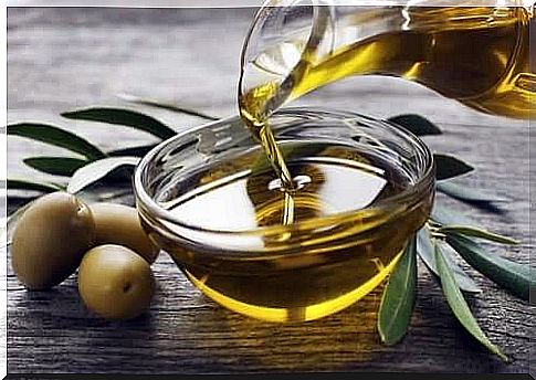 Pour into a bowl with a bottle of olive oil