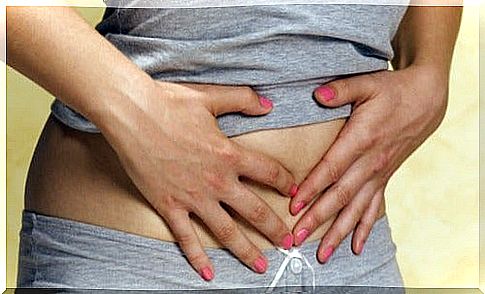 woman has stomach pain