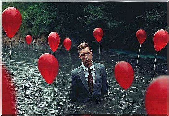 highly sensitive people man in water with balloons