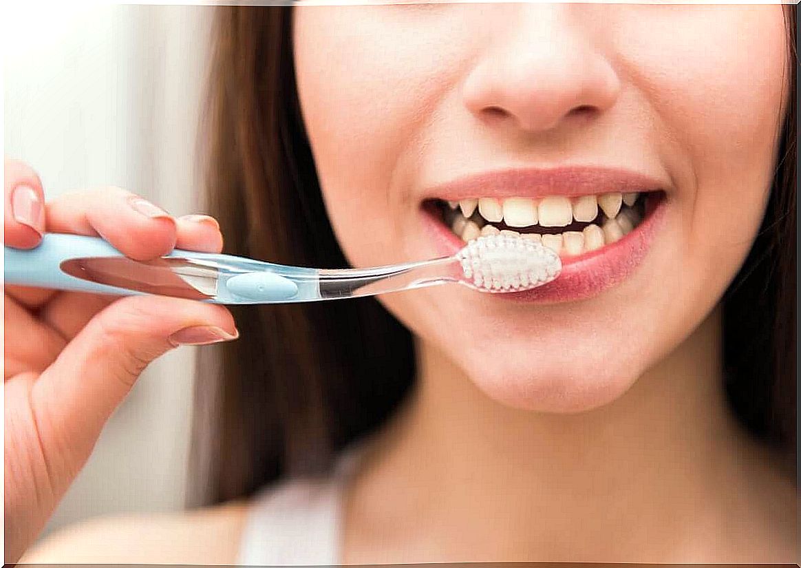 Woman with a toothbrush